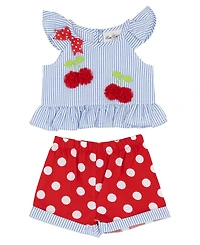 Rare Editions Baby Girls' Flutter Sleeve Top and Elastic Waistband Shorts, 2-Piece Set