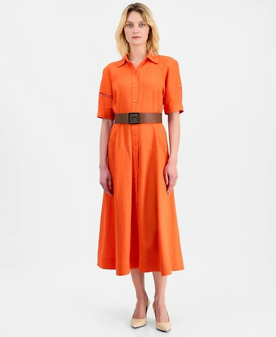 Anne Klein Women's Raglan-Sleeve Midi Shirtdress
