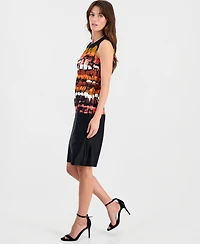 Anne Klein Women's Printed Sleeveless Scuba Sheath Dress