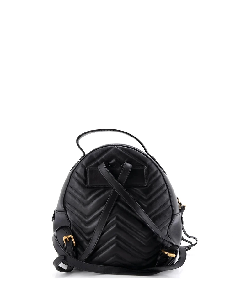 Pre-Owned Gucci Small Gg Marmont Backpack Matelasse Leather
