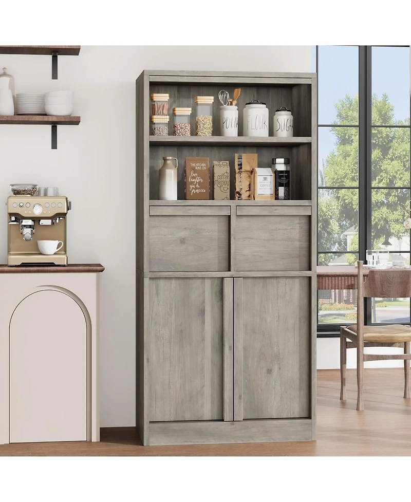 gaomon Tall Bathroom Cabinet, Floor Storage Cabinet with Doors & 2 Drawers, Organizer Freestanding for Bathroom, Living Room