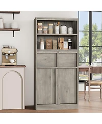 gaomon Tall Bathroom Cabinet, Floor Storage Cabinet with Doors & 2 Drawers, Organizer Freestanding for Bathroom, Living Room