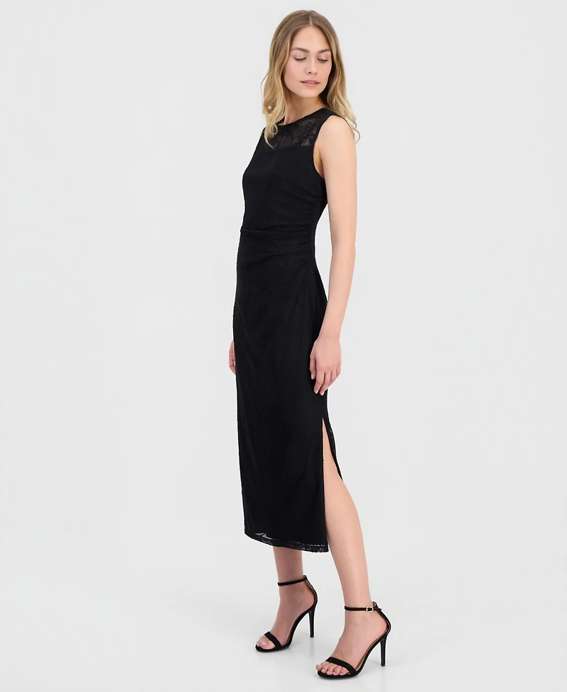 Anne Klein Women's Embroidered-Tulle Sleeveless Midi Dress