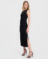 Anne Klein Women's Embroidered-Tulle Sleeveless Midi Dress