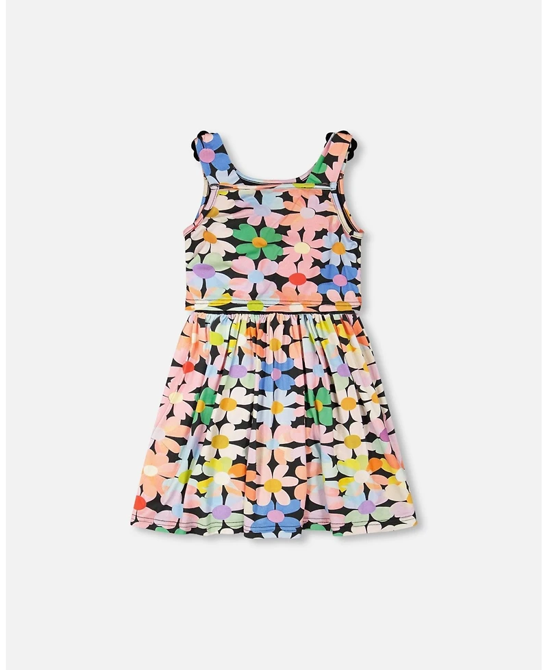 Deux par Deux Little Girls Dress Printed Flowers