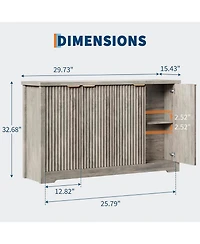 gaomon Fluted Buffet Sideboard Cabinet with Storage,2/4 Doors & Adjustable Shelf,Handle,Spacious Tabletop,Modern Wood Coffee Bar Console Table