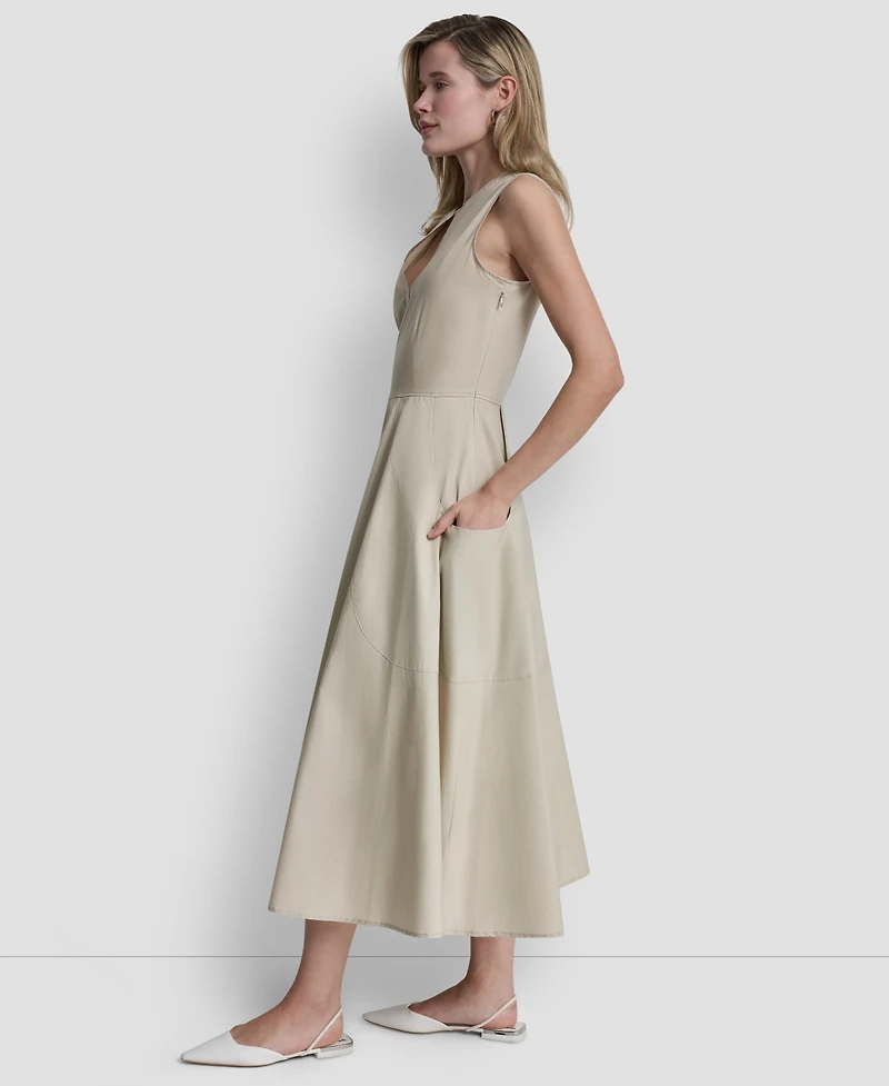 Dkny Jeans Women's Sleeveless V-Neck Midi Dress