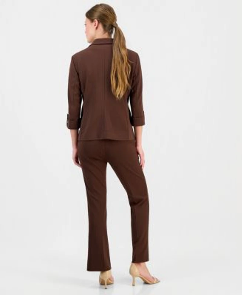 Anne Klein Essentials Petite Notched Collar Jacket Pull On Pants