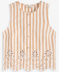 On 34th Women's Verano Stripe Linen-Blend Eyelet Vest, Macy's Exclusive