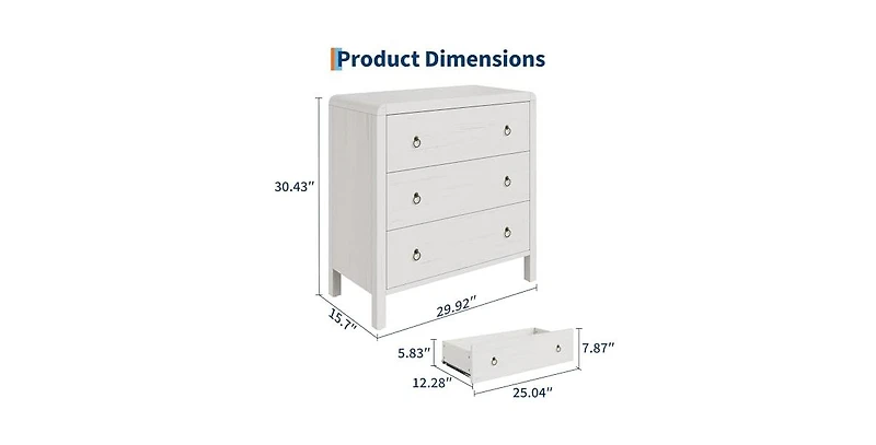 gaomon 3 Drawer Dresser for Bedroom, Chest of Drawers, Closet Dresser Storage Cabinet Organizer