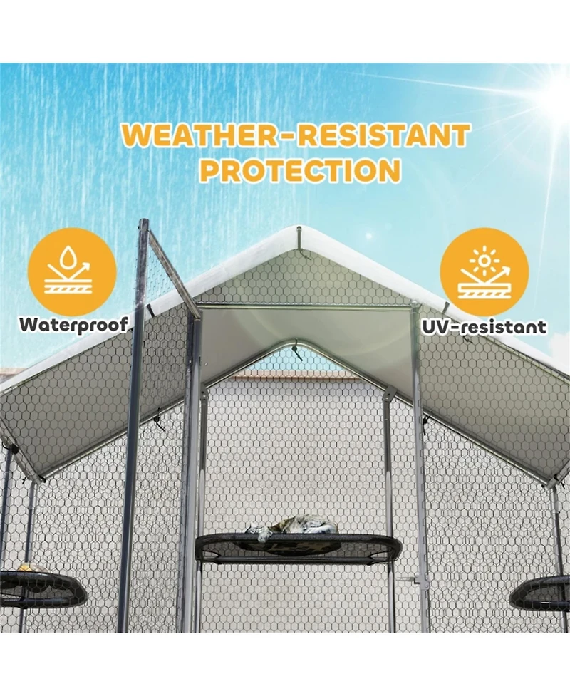 Zeus and Ruta Large Walk In Cat Patio Enclosure Outdoor Catio Garden Pet Playpen For Yard