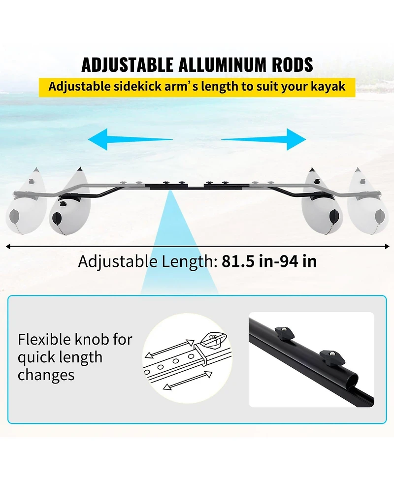 Mecale Kayak Outrigger Stabilizers Kit with Inflatable Pvc Floats