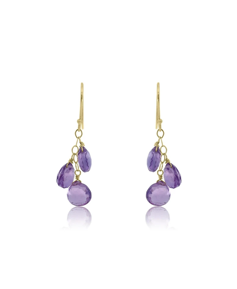 The Lovery Amethyst Bead Dangle Earrings 14K Gold