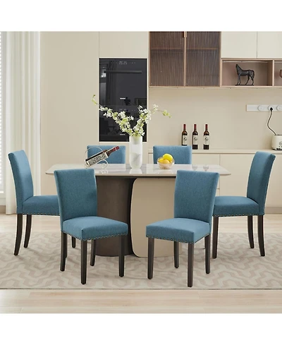 gaomon Parsons Dining Chairs Set of 6, Upholstered Fabric Chairs with Nailhead Trim