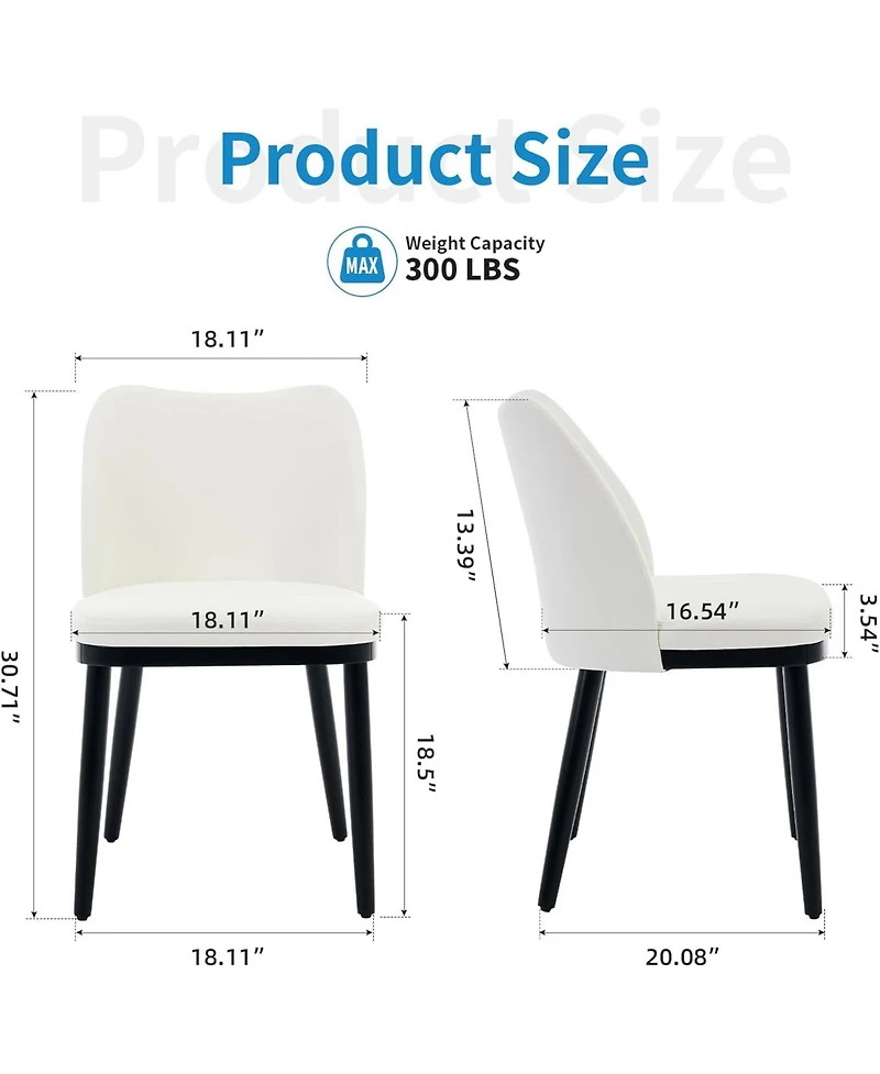 gaomon Linen Dining Chairs Set of 2, Upholstered Side Chairs with Padded Seat & Wood Legs