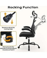 gaomon Ergonomic Office Chair,Computer Desk Chair Comfy with Flip-Up Armrests,High Back Mesh Desk Chair with Wheels,Comfortable Armchair for Home
