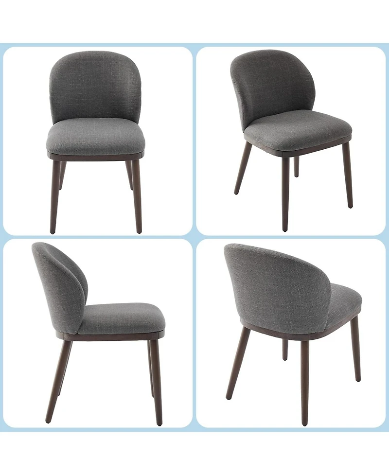 Dining Chairs Set of 4, Upholstered Kitchen Chairs with Ergonomic Back and Wood Legs