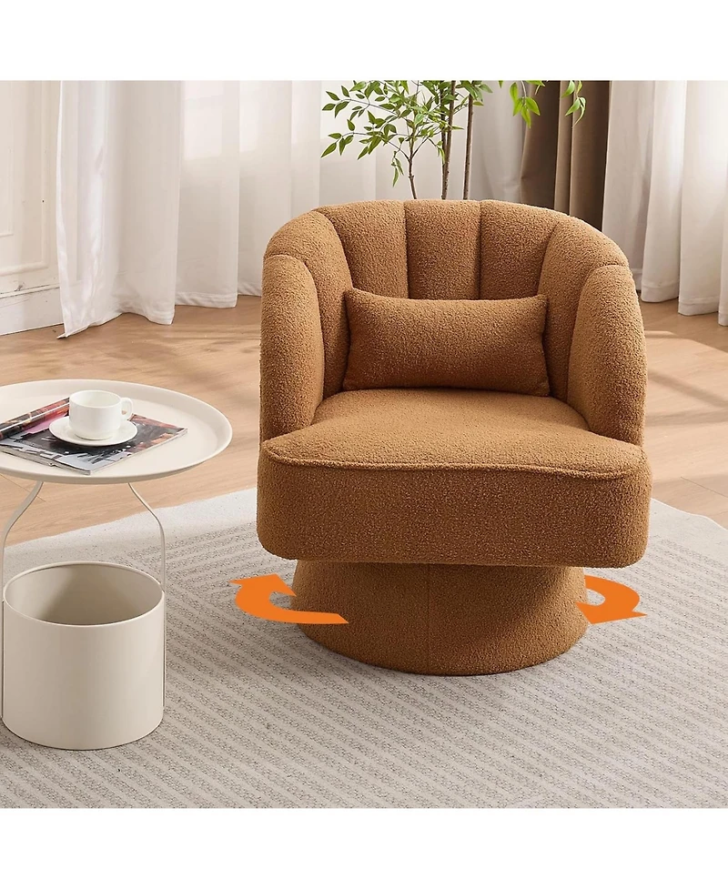 gaomon Swivel Barrel Accent Chair Set Teddy Fabric