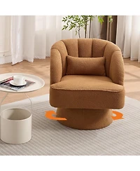 gaomon Swivel Barrel Accent Chair Set Teddy Fabric