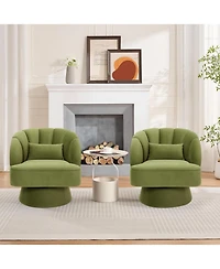 gaomon Velvet Swivel Barrel Accent Chairs