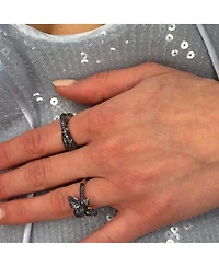 Suzy Levian New York Sterling Silver Sapphire Flower Ring