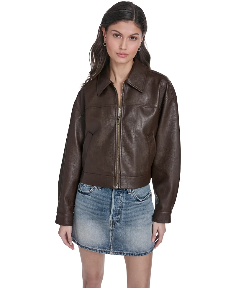 Levi's Women's Faux Leather Relaxed Fit Zip Front Jacket