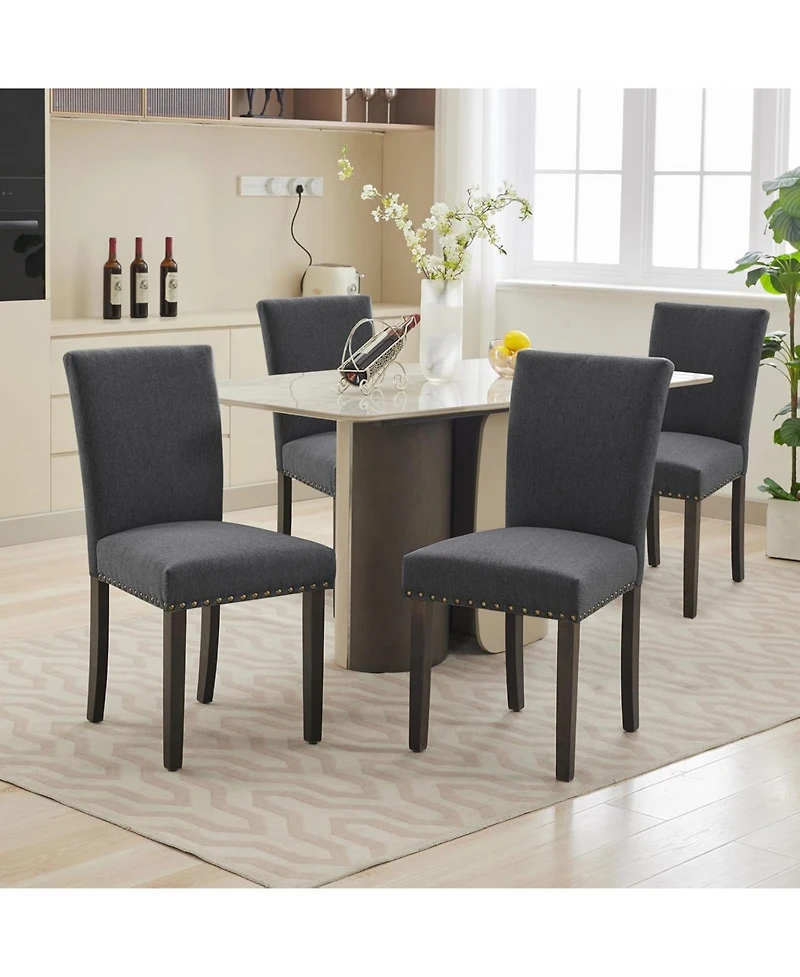 gaomon Dining Chairs Set of 6 Upholstered Persons Dinner Room Chair Sets Fabric Kitchen Chairs Solid Wood Legs and Padded Cushion