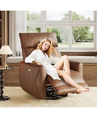 gaomon Power Recliner Chair,Swivel Rocker Chair for Adults,Upholstered Fabric Glider Recliner Nursery Chair with Usb Ports