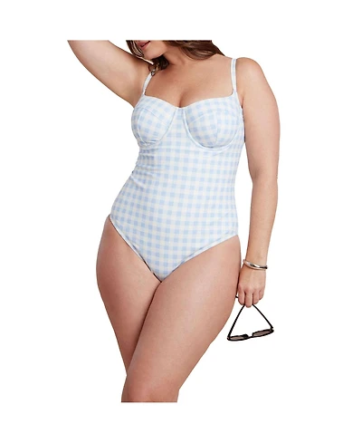 Eloquii Women's Plus Gingham One Piece