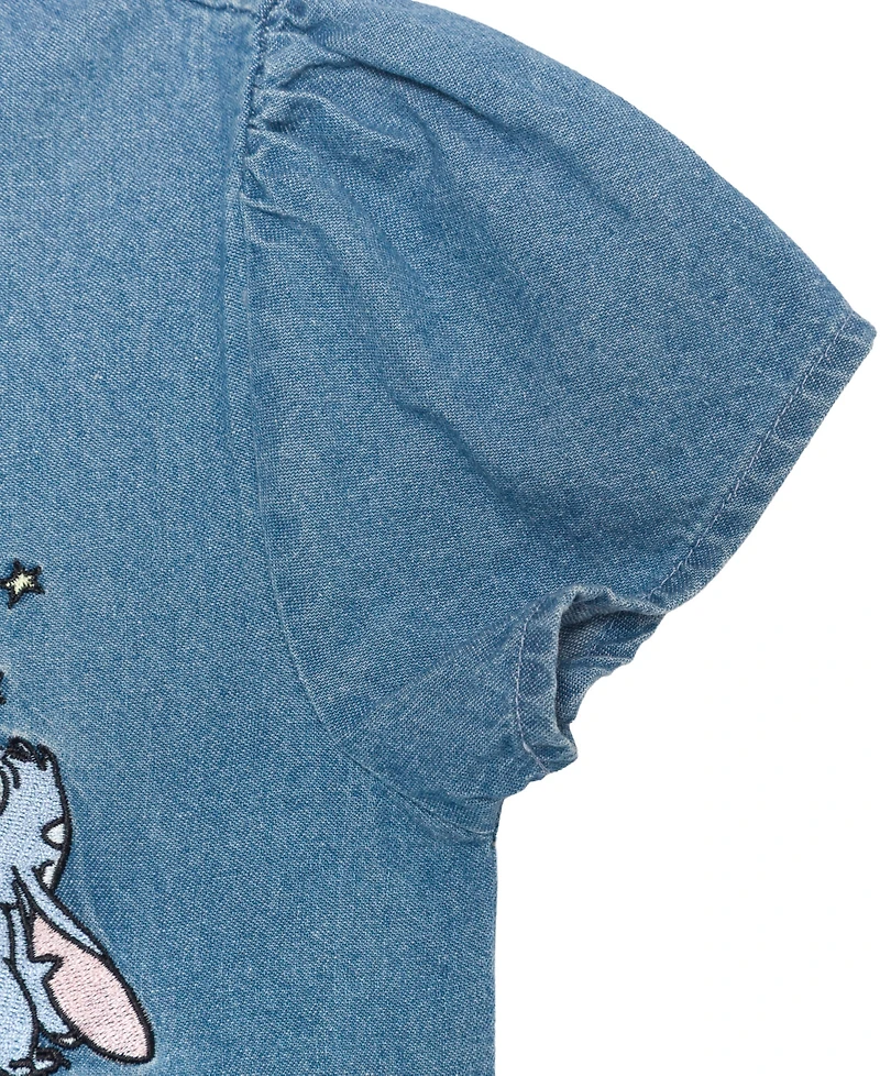 Disney Girls' 2T-6X Stitch Cap-Sleeve Collared Dress