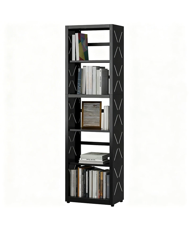 Yigii 5 Tier Metal Bookcase Adjustable Shelves Storage Shelf Unit