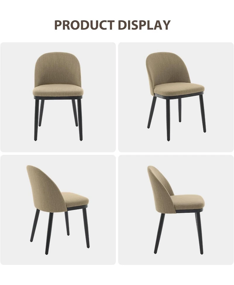gaomon Dining Chairs Set of 2, Modern Fabric Upholstered Kitchen Side with Curved Backrest and Wood Leg