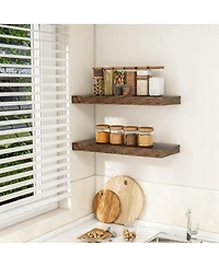 Yigii Floating Shelves Wall Mounted Set of 2 Rustic Wood Storage Shelf