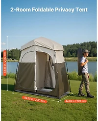 Mecale 2-Room Portable Camping Shower Tent with Carry Bag