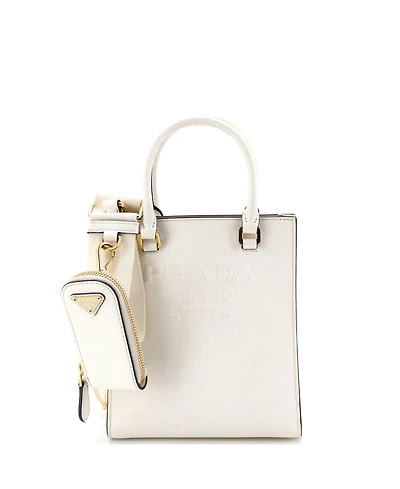 Pre-Owned Prada Small Lux Embossed Logo Tote Saffiano Leather