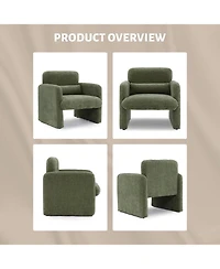 gaomon Single Sofa Chair, Reading Chair for Bedroom, Cozy Chenille Armchair, Mid Century Modern Accent Chair with Arms and Lumbar Pillow
