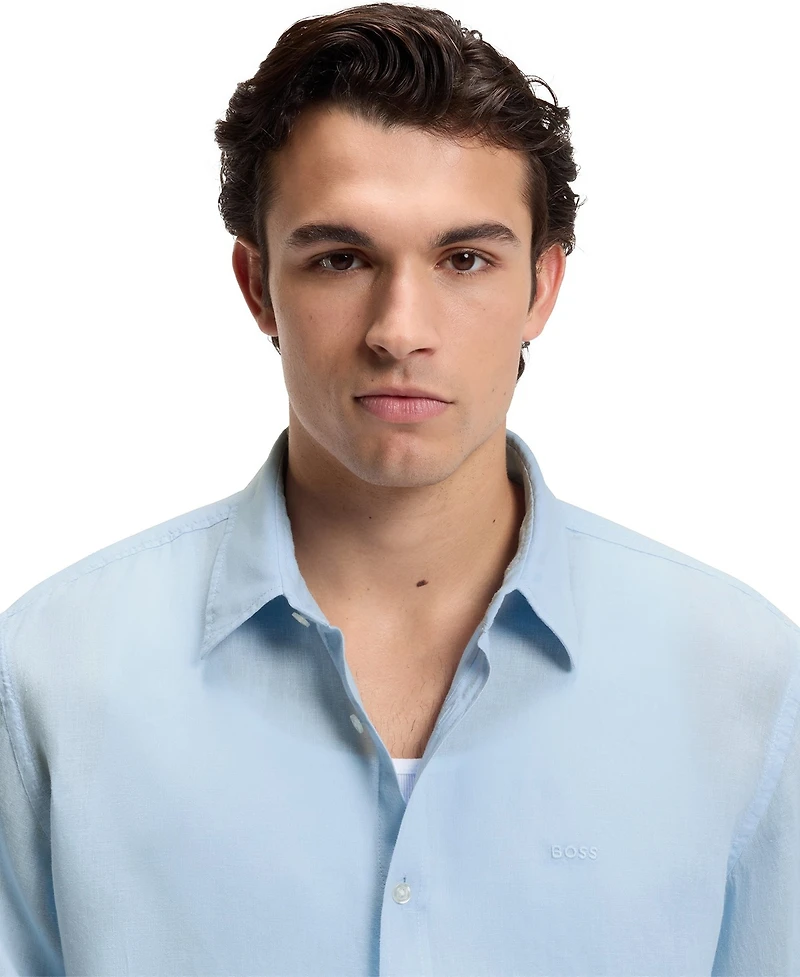 Boss By Hugo Men's Linen Regular-Fit Dress Shirt