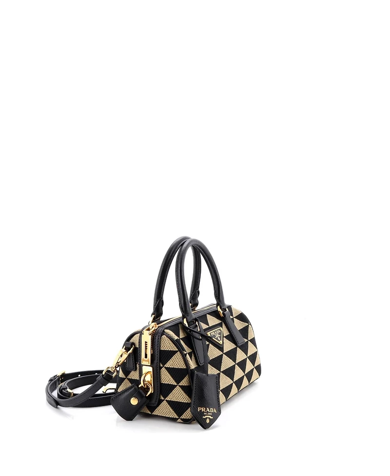 Pre-Owned Prada Small Symbole Lux Convertible Boston Bag Jacquard