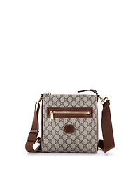 Pre-Owned Gucci Small Interlocking G Patch Zip Messenger Bag Gg Coated Canvas