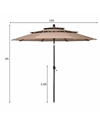 Gymax 10ft 3 Tier Patio Market Umbrella Aluminum Shade Shelter Double Vented Turquoise