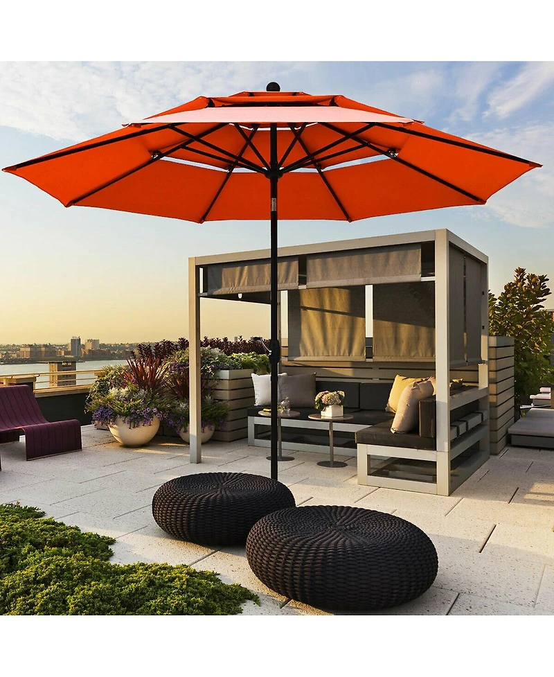 Gymax 10ft 3 Tier Patio Market Umbrella Aluminum Shade Shelter Double Vented Turquoise