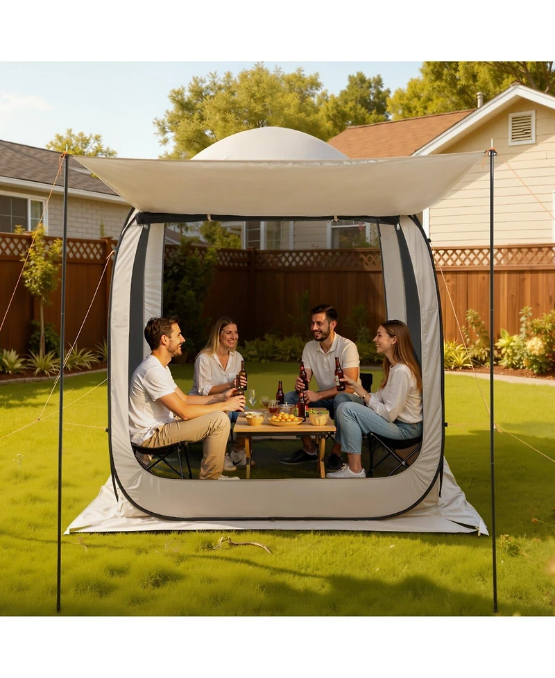 Mecale 6 x 6 Ft Pop-Up Screen House Tent with Awning for 4-6 People