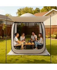 Mecale 6 x 6 Ft Pop-Up Screen House Tent with Awning for 4-6 People