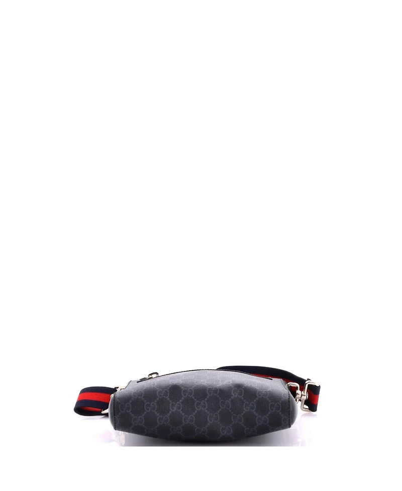 Pre-Owned Gucci Web Strap Front Zip Messenger Bag Gg Coated Canvas