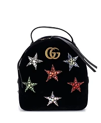 Pre-Owned Gucci Small Gg Marmont Backpack Embellished Matelasse Velvet