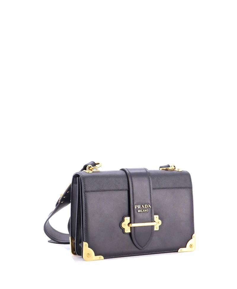 Pre-Owned Prada Large Cahier Crossbody Bag Leather and Saffiano Leather