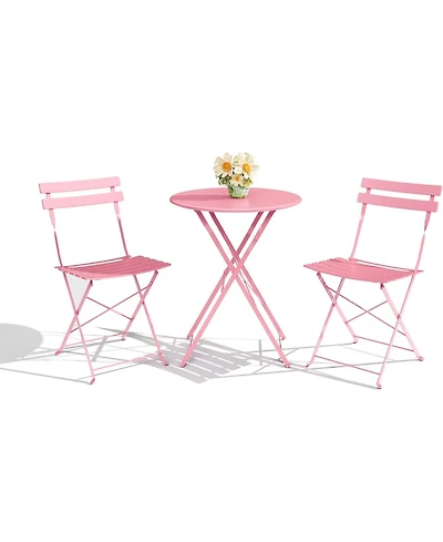 gaomon 3-Piece Patio Bistro Set, Foldable Table & 2 Chairs, Outdoor/Indoor Furniture for Patio, Balcony, Porch & Poolside