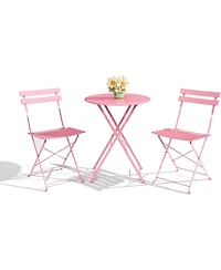 gaomon 3-Piece Patio Bistro Set, Foldable Table & 2 Chairs, Outdoor/Indoor Furniture for Patio, Balcony, Porch & Poolside