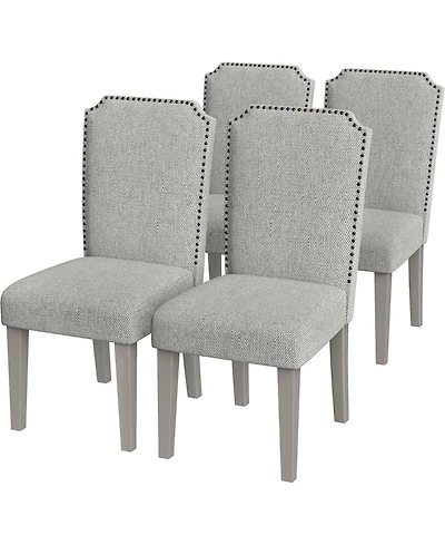 gaomon Upholstered Dining Chair Set,Solid Wood Chairs with Solid Wood Legs,Padded High Back Dining Chair with Nailhead Trim,Fabric Side chair