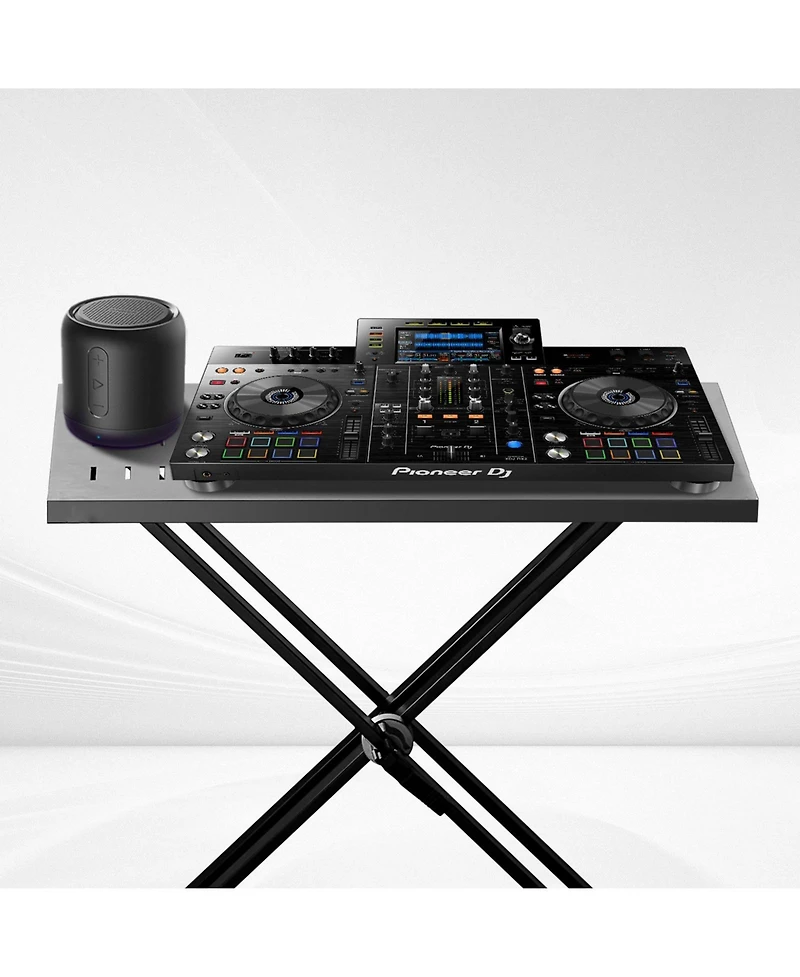 Mecale 32 x 20 Inch Portable Dj Table Stand with Adjustable Height and Foldable Frame